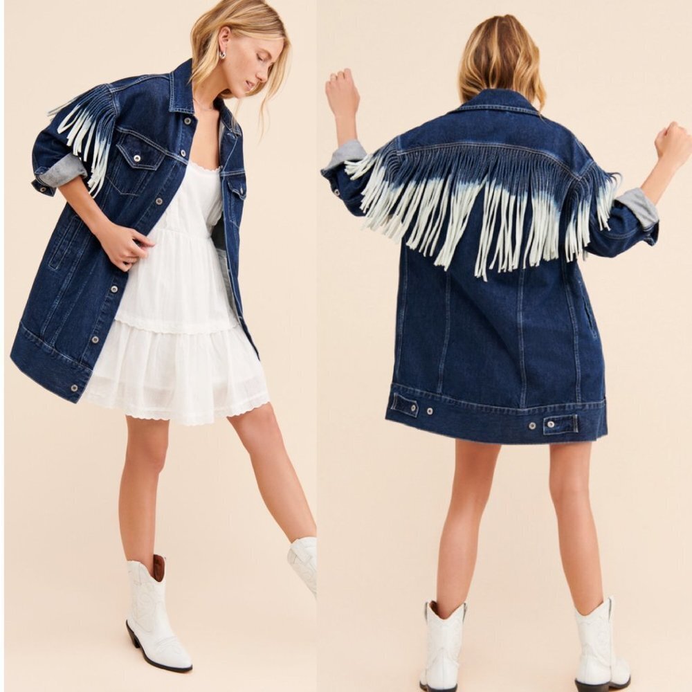 NEW Levi's Made & Crafted Fringe Denim Ranch Oversized Jacket Size XS